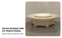 Electric Rotating Dining Table Built-in Induction Cooker Large Round Banquet Table Commercial Furniture for Hotel Managers, Restaurants