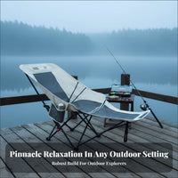 Foldable Design Highrear Reclining Camp Chair Includes Carrying Bag Highrear Camp Chair with drink Holder Stable Frame Portable Seating sturdy Duty for Campers, Anglers, Adults, Camping, Fishing, Picnics, spineyard