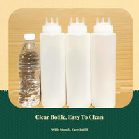 Plastic Squeeze Bottle 3-Hole Condiment Dispenser Wide Mouth