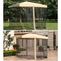Cantilever Umbrella with Offset Mesh Patio Umbrella with Mesh Screen Hanging for Backyard, Garden