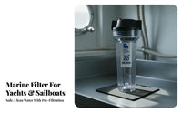 5 & 20 Micron Filtration Yacht Water Producer Filter 316L Stainless Steel Option Seawater Pre-Filter Module for Boat Owners, Sailors, Yachts, Sailboats