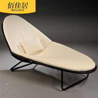 Rattan Woven Pool Lounge Chair for Balcony Garden Villa Sunroom, Foldable Outdoor Chaise Lounge Furniture