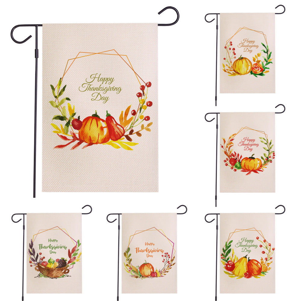 Thanksgiving Waterproof Linen Garden Flag Double-Sided Outdoor Yard Festival Decor