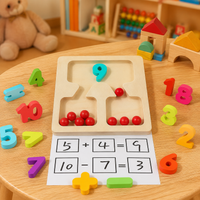 Wooden educational math game, arithmetic educational toy for children aged 4 to 6 years, learning numbers and calculation
