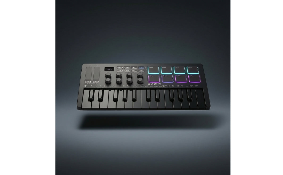 25-Key USB MIDI Keyboard Controller Compact MIDI Keyboard Controller Portable Slimline for Producers, Beatmakers, Home Studio