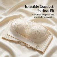Strapless Bras for Women with Wire Push Up Support for Large Bust, Bandeau Style with Four Hook Closure and Full Coverage Cups, Backless Design