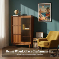 Modernist Design inspired mid-centurymid-century-mid-century-century modern Modern Hutch Retro Aesthetic Tall Hutch Cabinet adaptable bookcase Adjustable Shelves for Book Collectors, Interior Design aficionados, Homeowners, Living Room, Home Office