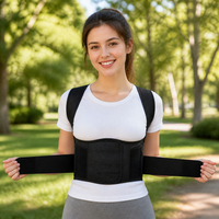 Adjustable Back Brace, Breathable Back Support with Spinal Support, Unisex Posture Brace for Office Workers, Black Mesh Material