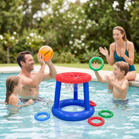 Floating Water Basketball Hoop with Mesh Basket Lightweight Inflatable Basketball Hoop Portable Toy Tool-Tool-Optional for Families