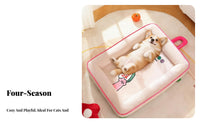 Washable Pet Cushion Multi-Season Washable Dog Cushion Skin-Friendly Material Foam Dog Bed for Cats, Small Dogs, Indoor, Travel