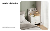 Easy Assembly Modern Nightstand 2 Drawers Thickened Board Modern 2-Drawer Nightstand Multi-Functional Bedside Storage Shelf Table for Apartment Dwellers, Students, Homeowners, Dorm Room