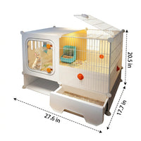 Easy to Clean Small Animal Cage with Bunny Hay Feeder, 45cm Wide Small Animal Cage, Automatic Waste Removal Bunny Cage for Routine Living