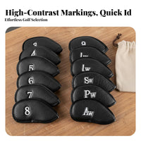 12 Pieces Sport Iron Headcover Set Long-Lasting Numbered Iron Protectors PU Leather Sport Club Protectors Universal Fit