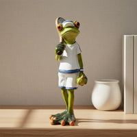 2 Pieces Resin Frog Racket Sport Players Nordic Design Racket Sport Frog Figurines Romantic Great Gift Suggestion for Patio