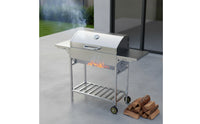 Barbecue Grill with Side Shelves Stainless Steel Lidded Barbecue Grill Outdoor for Backyard Cooks, Families, Patio, Yard