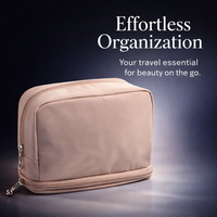 Cosmetic Bag for Use, Double Layer Makeup Organizer with Compartments, Large Capacity Toiletry, Lightweight Skincare Storage for Travel Black
