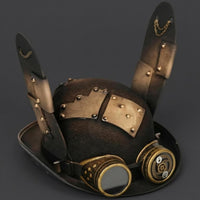 Built-in Goggles Steampunk Top Hat Bronze-Gold Accents Eyepiece Hat Headpiece Rivet-Studded Headwear Cosplay for Adults, Costume Party