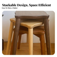 Thick Stable Legs Solid Wood Vanity Stool Rounded Corners Puffy Shaped Stool Lightweight Household Furniture Easy to Assemble for Families, Homeowners, Living Room, Bedroom, Kitchen, Entryway