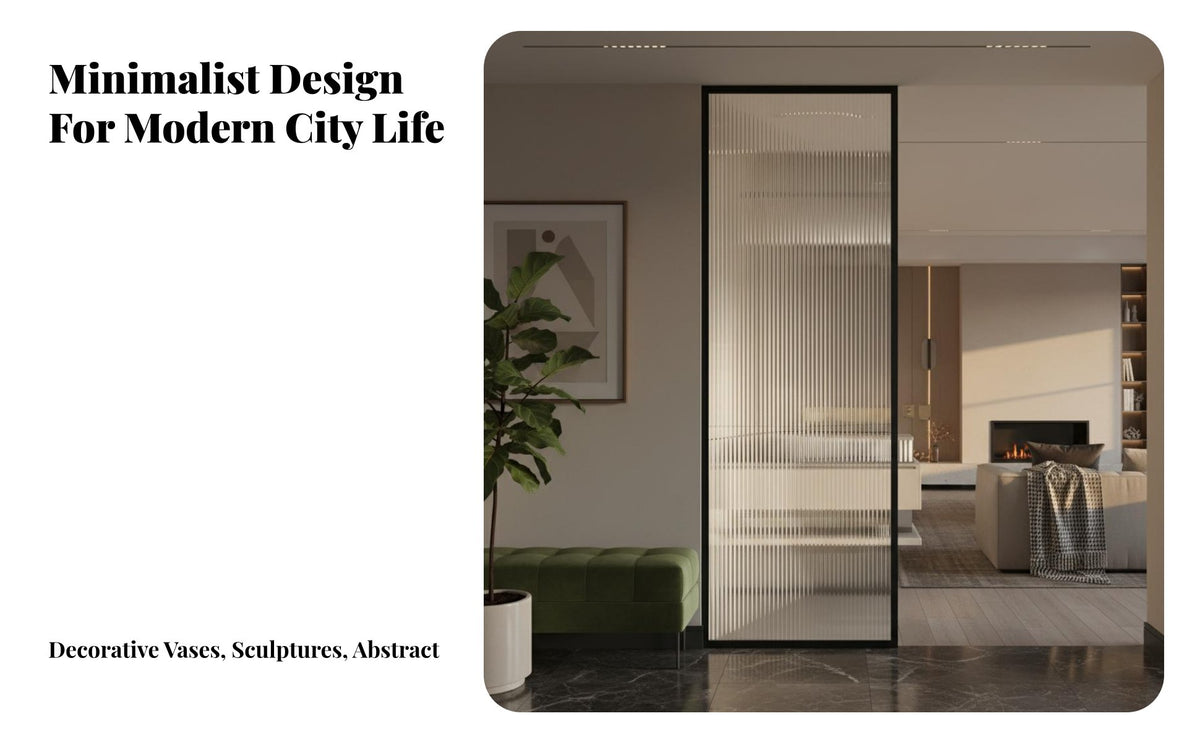Stainless Steel Glass Partition Light Luxury Design Fluted Glass Room Divider Semi-Transparent Modern Entryway Screen for Renters, Foyer, Cafe