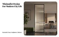 Stainless Steel Glass Partition Light Luxury Design Fluted Glass Room Divider Semi-Transparent Modern Entryway Screen for Renters, Foyer, Cafe