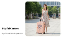 Combination Lock Cartoon Suitcase Telescoping Handle Wheel Suitcase Side Hook Rolling Hardshell Luggage for Travelers, Vacationers, Vacation, Vacations, Weekend Getaways, Airports