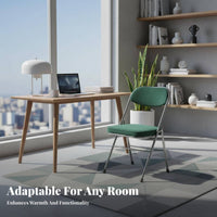 Retro Design Upholstered Folding Chair Foldable Design Household Furniture Portable Collapsible Seat Sturdy Construction for Apartment Dwellers, Young Adults, Bedroom, Small Areas, Dining Room, Office