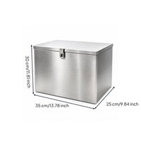 Stainless Metal Box with Lid Heavy-Duty Metal Storage Bin with Handles Lockable