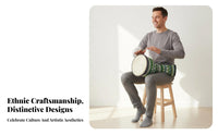 Goatskin Drumhead Djembe Drum Authentic Goat Skin Head Rope-Tuned Djembe Lightweight Percussion Instrument Beginner Friendly for Beginners, Musicians, Home Practice, Jam Sessions, Performances, Outdoor Gatherings