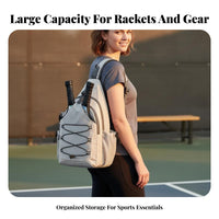 Pickleball Paddle Bag Large Capacity Pickleball Shoulder Bag Single Strap Sports Backpack Multiple Pockets Water Bottle Holder