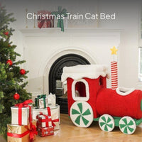 Christmas Train Cat Tree Condo with Scratching Post and Toy