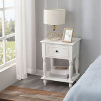 Bedside Cabinet with Drawer Vintage-Style Bedside Table Wooden Nightstand for Bedroom, Guest Room, Reading Corner