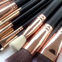 11-Piece Rose Gold Makeup Brush Set with Storage Bag