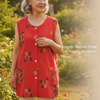 Women's Sleeveless Cotton Cardigan Vest for Middle-Aged and Elderly, Button-Front