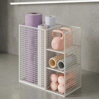 Tall Partition Fitness Mat Storage Holder Grid Grid Fitness Mat Rack Mesh Side Panels Home Gym Storage Rack Metal