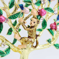 Peaches Tree with Golden Simian-Tone Peaches Tree Ornament Enamel-Style Sculpture for Homeowners, Entryway Table