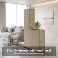 Space-Saving Rolling Slim Side Cabinet Movable Design Narrow Storage Table Large Capacity Household Furniture Multi-Tier Shelving for Apartment Dwellers, Homeowners, Students, Living Room, Bedroom, Hallway, Home Office