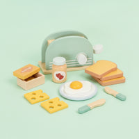 Wooden Breakfast Appliance Toy Wooden   Smooth Toy Breakfast Appliance with Accessories for Young Children