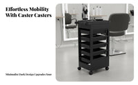 5-Drawer Hairstyling Station Multi-Functional 5-Drawer Salon Station Full-Rotation Casters Cosmetic Trolley for Hairhair Professionals