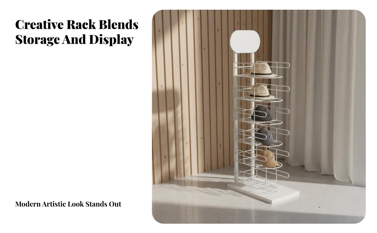 Wrought Iron Hat Holder Large Capacity Freestanding Hat Rack Space Saving Multi-Tier Cap Stand for Retail Shop, Boutique, Entryway