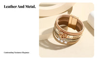 Mother Child Heart Bracelet Layered Design Secure-Fastening Clasp Wrap Bracelet