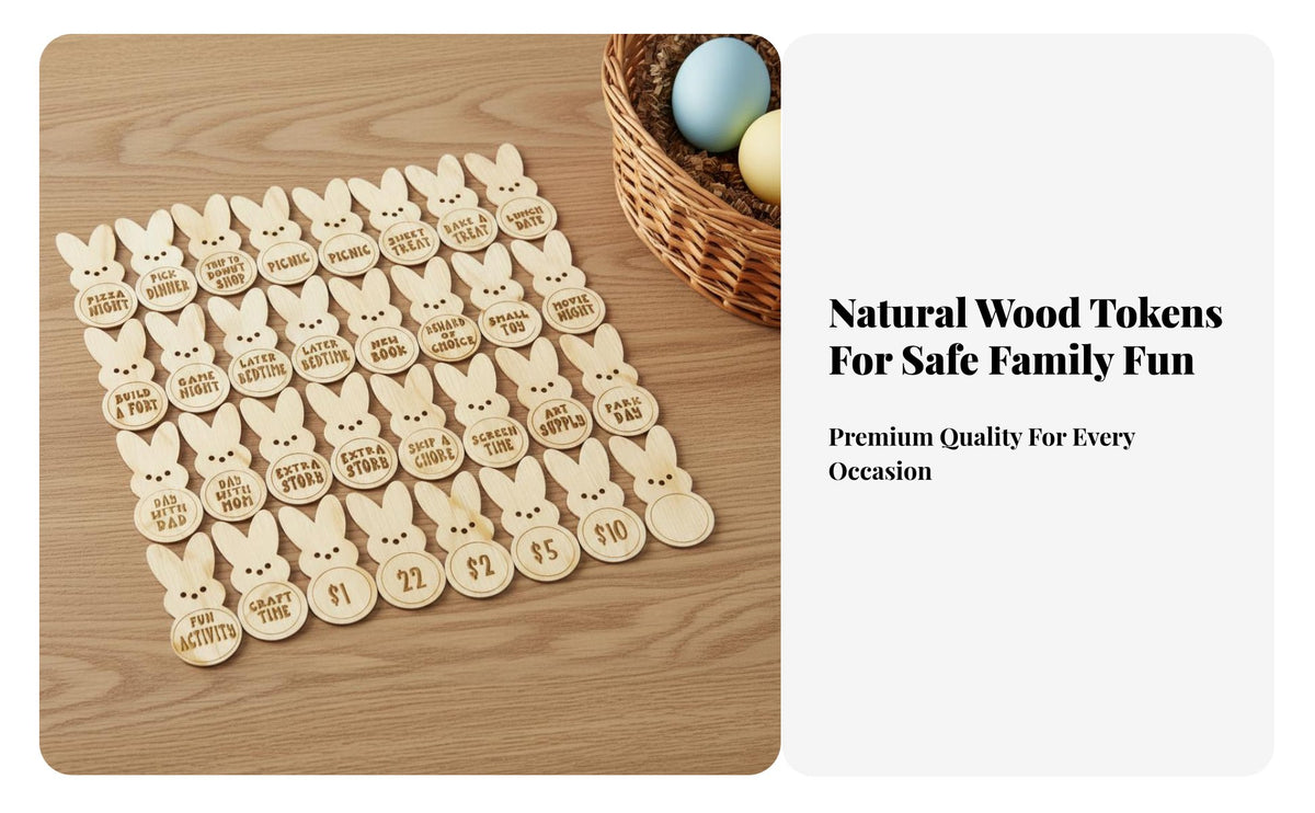 Wooden Easter Egg Fillers Candy Substitute Easter Reward Piece Fun Rewards Wooden Bunny Pieces for Young Children, Teachers, Classroom, Home