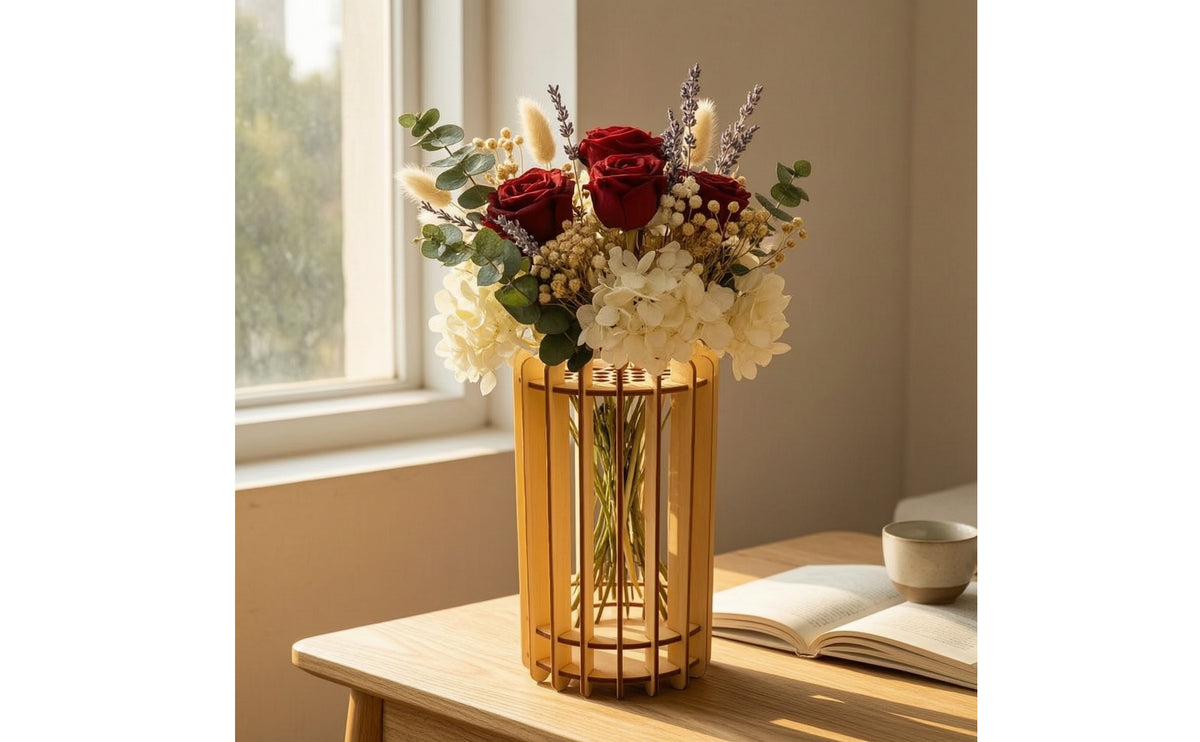 Vase Stand with Holes Wooden Flower Vase Stand Slatted for Home Decor, Florists