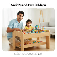Wooden Construction Block Table Solid Wood Construction Block Table Rounded Corners Convertible Activity Desk for Young Children, Parents, Daycare