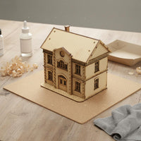 1/72 Scale European Design Building Model Handmade Gift Two-Story Headquarters Building Model Decorative Item DIY Wooden House set for Diorama