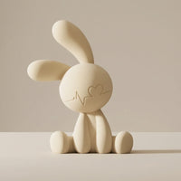 Hare Figurine with Flocked Surface Resin Sitting Hare Figurine Soft-Touch Table Ornament for Living Room, Office