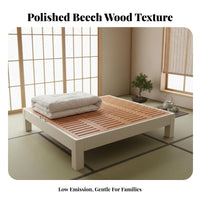 Headboardless Slatted Frame sturdy Wood Construction Bedroom Furniture floor-mat-inspired Inspired foundation Base for Minimalists, Small Living Spaces, kid's Room