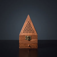 Incense Burner Box Pyramid Incense Box with Drawer Tabletop Decorative for Meditation, Tea Room