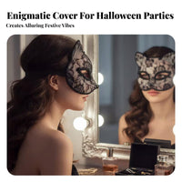 Mysterious Look Lace Feline Half-Mask Design Lace Feline Eye Mask Easy to Wear Costume Accessory Lightweight and Comfortable for Cosplayers, Adults, Party-Goers, Halloween, Cosplay Events, Photoshoots, Masquerade Balls