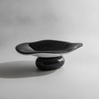 Irregular Fruit Platter Modern Oval Dish with Pedestal Base Large Footed Bowl High-Gloss for Living Room
