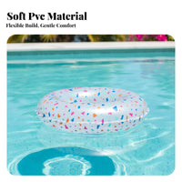 Long-Lasting PVC Inflatable Swim Float Colorful Pattern Patterned Pool Tube Leak-Proof Valve Inflatable Pool Tube Quick Inflation & Deflation for Teens, Adults, Beach, Vacation, Lake